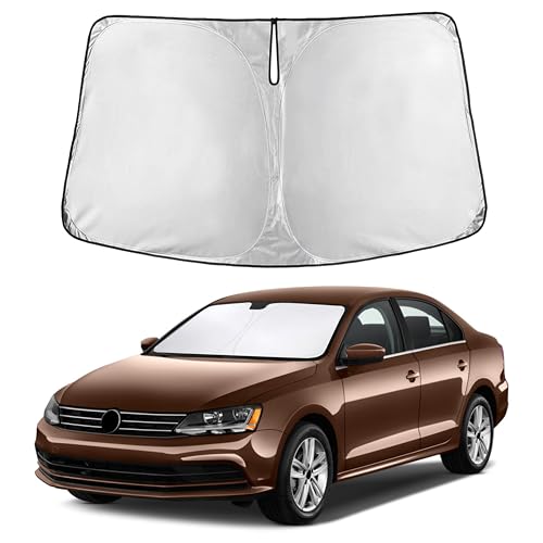 Image of Autovir Windshield Sun Shade Fit for 2011-2016 2017 2018 Volkswagen Jetta Sunshade, Front Car Window Shades Sun Visor, Blocks UV Rays & Heat, Car Accessories