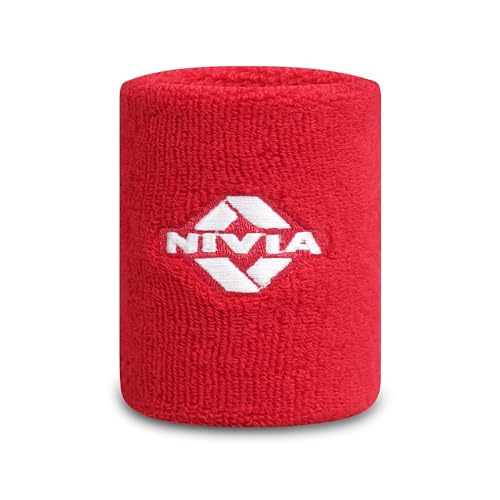 Image of Nivia Sweatband for Men & Women, Wristbands for Tennis, Basketball, Running, Sweat Band for Gym & Athletes (Small, Red)