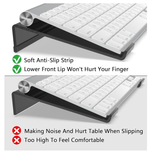Image of Egchi Computer Keyboard Stand for Desk 78 Keys, 11.8 x 5.1 Inch Keyboard Tray, Black Acrylic Keyboard Riser Lift, Apple Keyboard Holder