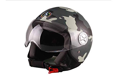  CASCO DEMI-JET AL HELMETS MOD. 101 CAMOUFLAGE-MIMETICO GRIGIO MISURA L