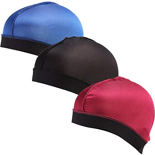 YI HENG MEI 3 Piece/6 Pieces Stretchable Elatic Band Silky Stocking Wave Cap Dome Wig Caps Durag,Group 3(3 Pieces)