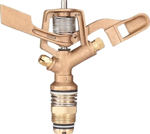 Image of Fieldstar Impulse Brass Heavy Sprinkler with 4 Wheel Stand, High Impact Water Sprinkler for Gardening & Agriculture