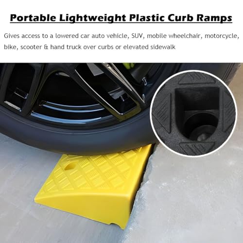 Rampa de umbral de plástico portátil ligera para sillas de ruedas, automóvil y scooter, altura 19 cm / 7 pulgadas (amarilla) miniatura 2