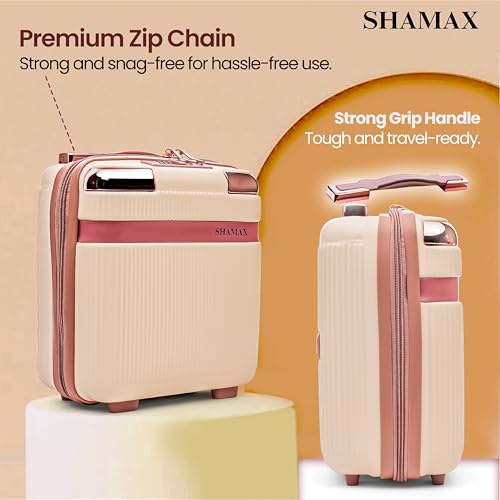 Image of Shamax Vanity Box Organiser Case (Waterproof) ABS (Travel-Friendly) Stylish Cosmetic Storage Box for Jewellery, Skincare & Beauty Storage Travel Cosmetic Case (28x16.5x30 cm) (Beige752)