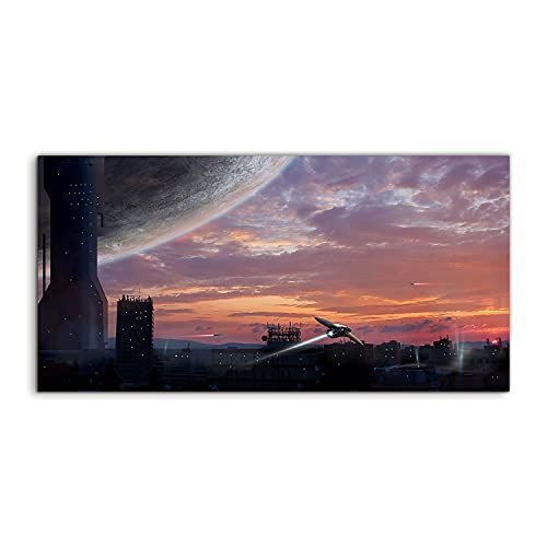 Tableau acrylique 120x60cm paysage planète grand format pour la déco