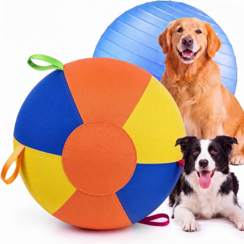 Image of 22Inch Herding Ball for Dogs, Interactive Large Dog Ball with Handles, Durable Outdoor Training Dog Toy for Medium to Large Dog Australian Shepherd Cattle Dog Border Collie and Horses