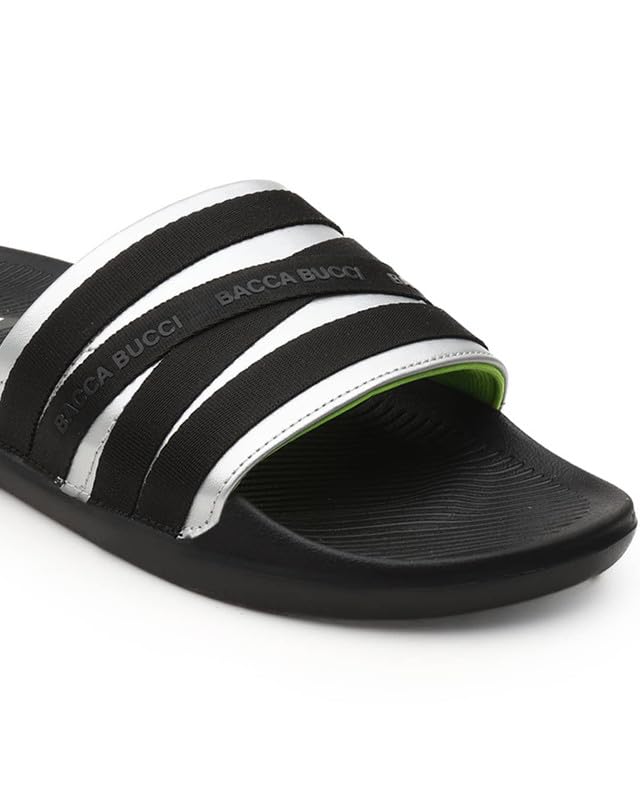 Image of Bacca Bucci Galaxy Slides for Men | Ultra-Comfort Rubberized EVA Slip-On Sliders | Non-Skid Outsole, Soft Cushioned Footbed, Lightweight Slides for Indoor & Outdoor Use