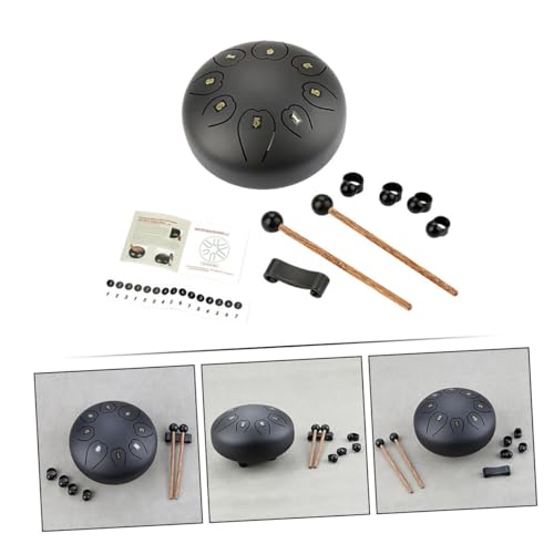 Tambor de lengua metálico negro portátil para principiantes miniatura 4