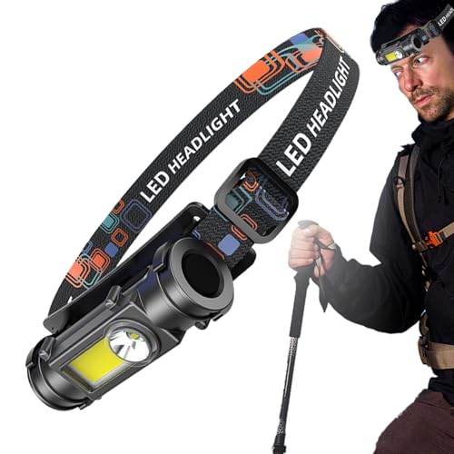 Linterna frontal – Linterna frontal LED recargable | Faro delantero con correa | Linterna frontal brillante – Recargable – Luz de trabajo magnética LED para bicicleta, montañismo, patrullaje al aire