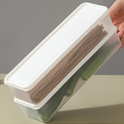 KDTJFH フタ付きパスタ保存容器 パスタケース 密閉 防湿 ッチン収納 透明 麺保存箱 1.3L 密封保存瓶 蓋付き 多目的 長方形 箸収納ボックス BPAフリー 穀物収納 コーヒー豆/お箸など収納 冷蔵庫/キッチンパントリー用 密封ヌードルキャニスタ