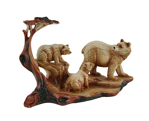 Estatua de resina con acabado madera Madre Osa y sus Cachorros