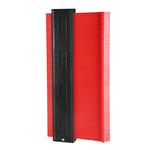 Contour Gauge Irregular Profile Gauge Duplicator Tiling Laminate Tiles Edge Shaping Wood Measure Ruler Plastic Woodworking Tools Profile Jig Guide Red (10 Inch)