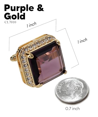 Large Big Square Crystal Color Stone Cuff Links for Men – Tuxedo Suit Accessories, Cufflinks for Men3