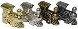 Regal Games - Mexican Train Domino Replacement Metal Marker Trains - for Mexican Train Domino Game - Gold, White Gold, Antique Brass & Gunmetal Black - Set of 4 Metal Trains