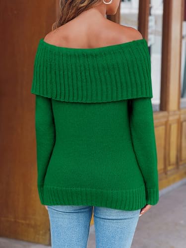Image of Saodimallsu Womens Off The Shoulder Sweaters Oversized Long Sleeve Loose Ribbed Knit Fall Trendy Pullover Tops