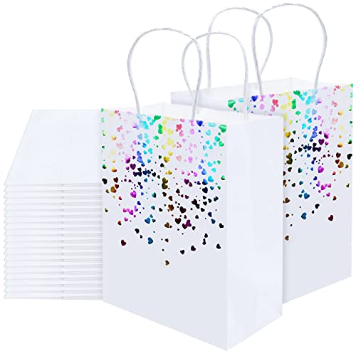 YAXIDAEVER 20pcs Bolsas de Regalo Kraft,Bolsas de Papel con Asas,Bolsa Papel para Fiesta,Bolsas de Regalo de Celebraciones de Bodas 15 * 8 * 21cm