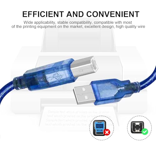 Image of NISHTECH Printer Cable 1.5 Meter, Square USB A to USB B Cable for Printer /Scanner Epson, HP, Canon, Brother, Ethernet Print Smoothly Connect to Computer /Laptop /Pc - USB 2.0 Type B (Blue)