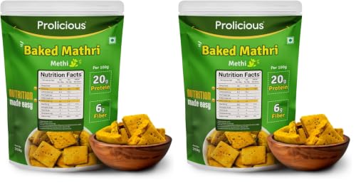Image of Prolicious Baked Mathri | 10g Protein, High Fiber | Healthy Weightloss Snack | No Palm Oil, No Transfat | Made with Whole Foods | 250g (Pack of 2)