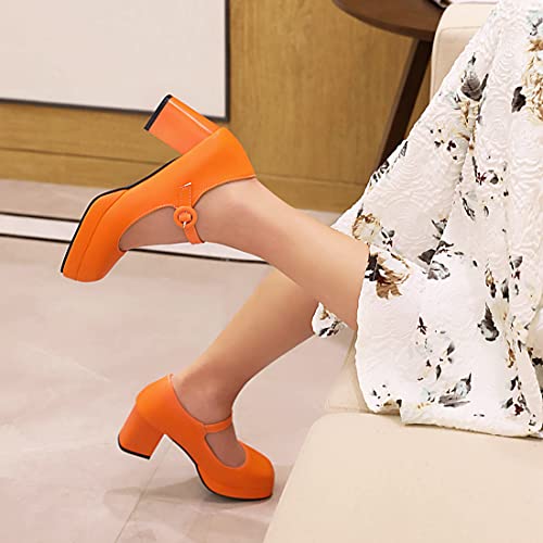 LEHOOR Women Chunky Platform Mary Jane Shoes 3 Inch Heel Square Toe Buckle Ankle Strap Dress Shoes Lolita Pumps Goth Punk Heels Closed Toe Sandals for Ladies Girls Vintage Office Spring Size 4-15 M US2