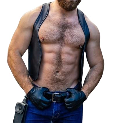 Men’s 100% Genuine Cowhide Leather Men Bar Vest, Cowhide Leather Stylish Vest,Leather Bar Vest, Biker Vest, Gift For Him - Main Image