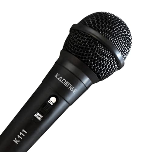 Image of Kadence K111-V2 Home Series Wired Mic | 10ft Cable with 6.35mm Jack | Dynamic Cardioid Pickup | On /Off Switch | for Karaoke, Singing, Speech & Stage Performances | Black