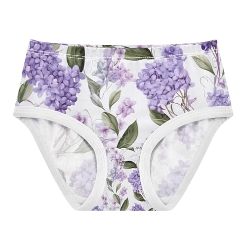 Vintage Flower Purple Cotton Toddler Underwear, Girls Underwear Cotton, 2T–8 Years