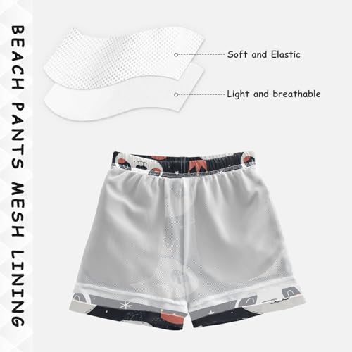 Pigsaly Boys' Swim Board Shorts Crown Stars Cute Panda Boy's Swim Trunks Kids Swimwear S4