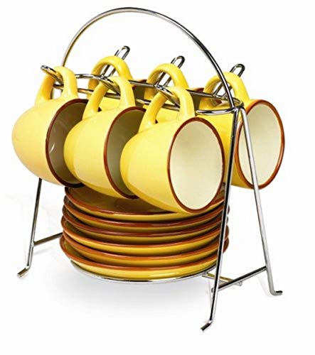 IMUSA USA A120-22123 Espresso Set with Chrome Storage Rack 12-Piece, Yellow