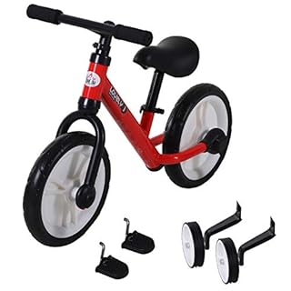 HOMCOM 11 Inch Kids Balance Bike Training Pedal Bicycle W/Removable Stabilizers EVA Tyres Adjustable Seat Height 2 to 5 Years Gift for Boys Girls Red