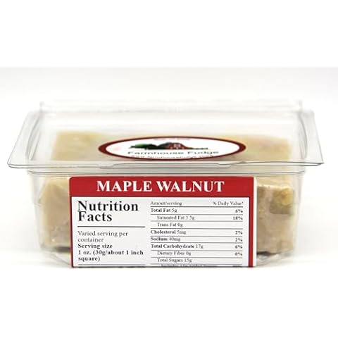 Farmhouse Fudge: Maple Walnut Fudge - Fresh Fudge with Butter and Cream, No Marshmallows! Perfect treat for everyone! Grab & Go Fudge container (8 Ounce) Cover
