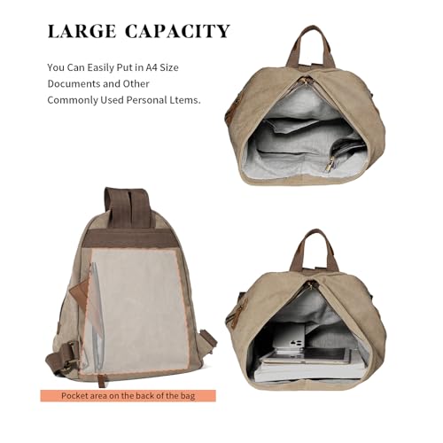 Image of KL928 Canvas Vintage Backpack - Large Casual Daypack Outdoor Travel Rucksack Hiking Backpacks for Men Women