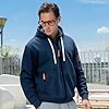 LBL Men's Hoodies Casual Pullover Hooded Sweatshirt Long Sleeve Full Zip Hoody Tops With Kangaroo Pocket APH104 Navy XXL #1