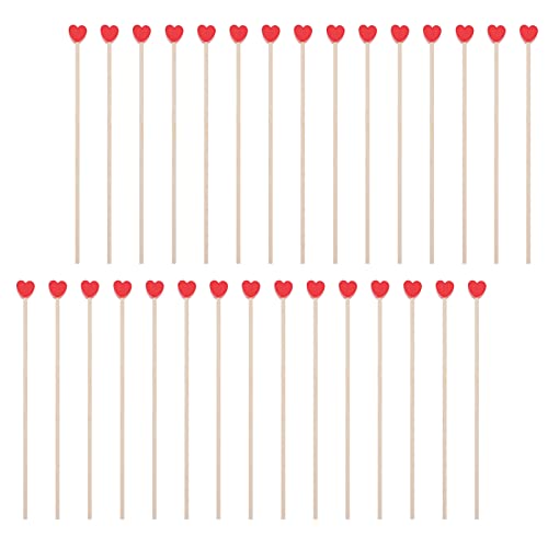 YARDWE Frosted Cups 100pcs Coffee Stir Sticks Wood Stirring Rods Wooden Honey Dipper Stick Cocktail Drink Swizzle Stick with Heart Pattern Stir Sticks