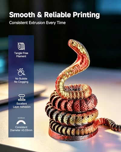 Image of Silk Tri-Color PLA Filament 1.75mm, Coextruded 3D Printer Filament, Color Changing Rainbow Silk PLA, Ultra Glossy Multicolor Printing PLA, Tangle Free, ±0.03mm, 1KG Spool, Gold Copper Black