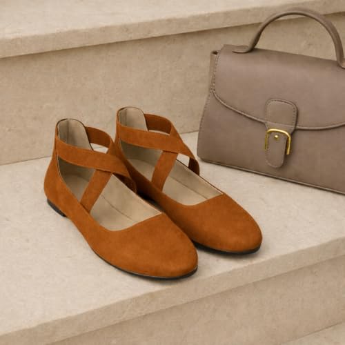Image of EMMA NEW YORK Ankle Strap Flats for Women, Women Flat Ballerina Shoes, Women's Ballet Flats with Strap