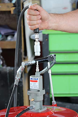 Lincoln 4417 Portable Air Operated High-Pressure Industrial 40:1 Pneumatic Single Acting Grease Pump, Drum Cover, Dolly, Follower, Control Valve And 7 Foot Hose #TOP7