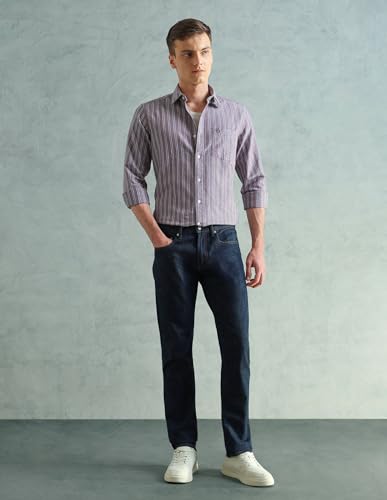 Image of Arrow Sport Men Slim fit Cotton Checked Long Sleeves Spread Collar Shirt