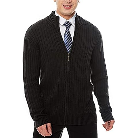 Men's Cotton Long Sleeve Hoodie Suit Neck Cardigan Sweatshirt Hooded Knitted Sweater Jacket Black M Cover