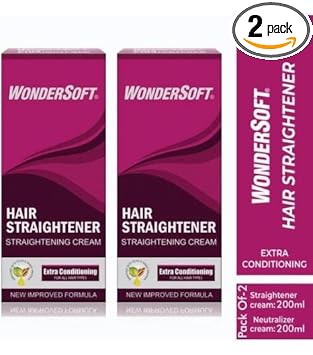 Wondersoft Professional Pro Keratin Hair Straightener Cream & Neutralizer With Olive Oil & Wheat Protein pack of 2