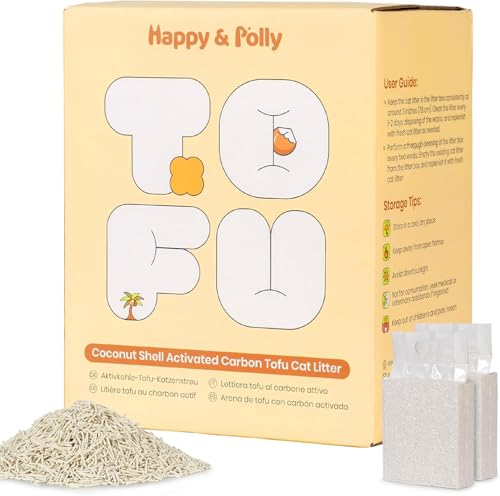 Happy & Polly Tofu Cat Litter &ndash; Fast Clumping, Flushable, Ultra Absorbent, Low Tracking...