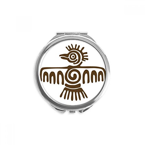 Miroir de poche rond mexique totems pygargue à tête blanche maquillage portable de 2,6 pouces