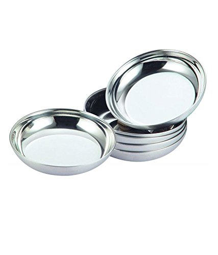 Royal Shappire Stainless Steel Dessert Bowl/Plate in (Set of 6,Steel)