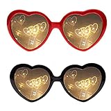 Amplias aplicaciones: las gafas de efecto corazón son ideales para carnaval, festivales, espectáculos de luz y fuegos artificiales y aportan más diversión a tus fiestas, bodas, San Valentín y festivales de música.