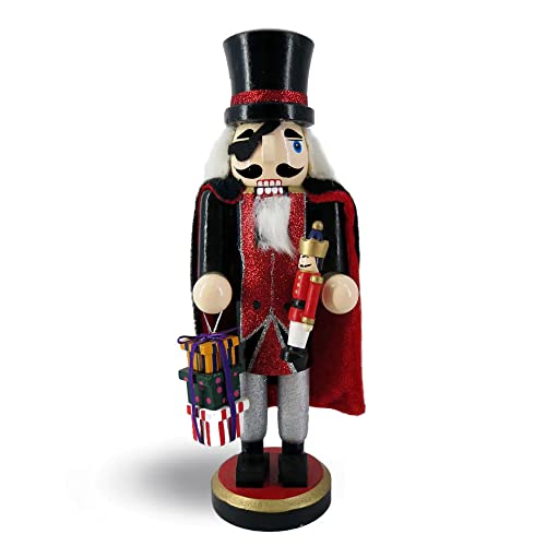 Nutcracker Ballet Gifts, Nutcracker Christmas Ornaments, Uncle Drosselmeyer Wooden Decoration with Cape for Holiday Home Decor, Ideal Xmas Ornament, 9.5 Inch