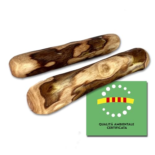 EL FUTBOLIN Legno D'Ulivo per Cani | Taglia XS -13 cm-(Cuccioli) | 2UDS | Bagnato in Olio D'Oliva | Giochi Masticativi per Cuccioli Lunga Durata | Igiene Dentale | Qualita Ambientale