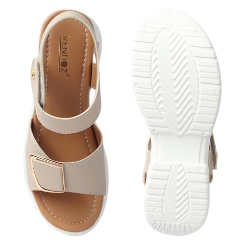 Image of LENSBURY Women Stylish Slippers Wedges I Flat Slip on Sandals I Stylish and Casual for Everyday use I Comfortable & Lightweight for Girls & Ladies LJOJO56