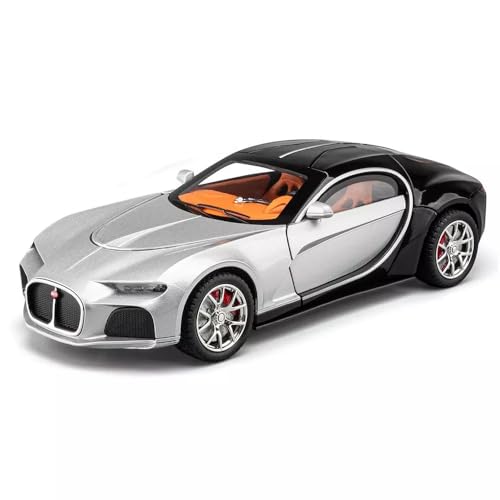 Image of 1:24 Scale Bugatti Toy Car for Kids Atlantic Model Cars Diecast Metal Car for Kids Light Sound Pull Back Openable Door Cars