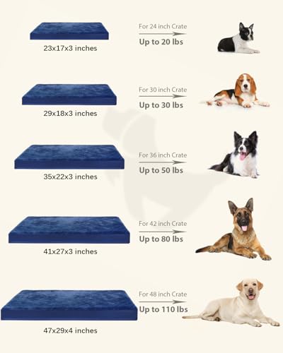 Image of KSIIA Orthopedic Dog Bed for Small Dogs with Waterproof Lining, Blue, 23x17 | Deluxe Soft Plush Dog Crate Bed, Washable Pet Mat with Removable Cover & Egg Crate Foam for Small Dogs Sleeping & Relaxing