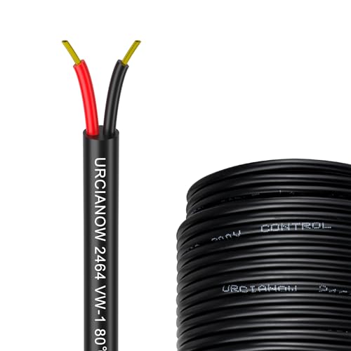 URCIANOW 24 Gauge 2 Conductor Electrical Wire 25 FT UL2464 Core Cable 24AWG Electrical Wire Stranded PVC Cord Tinned Copper Wire (24/2 AWG-25 FT)