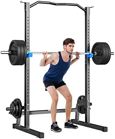 BEKING Power Rack Squat Rack Cage with Pull Up Bar,Adjustable Power Cage Exercise Squat Stand with Barbell Rack Weight Plate Storage,Strength Training Workout Station for Home Gym Fitness